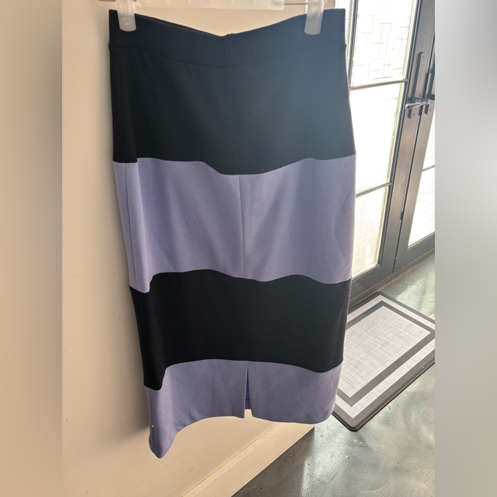 Pearl by Lela Rose Color Block Jersey Pencil Skirt Navy Periwinkle Size 4 NWT